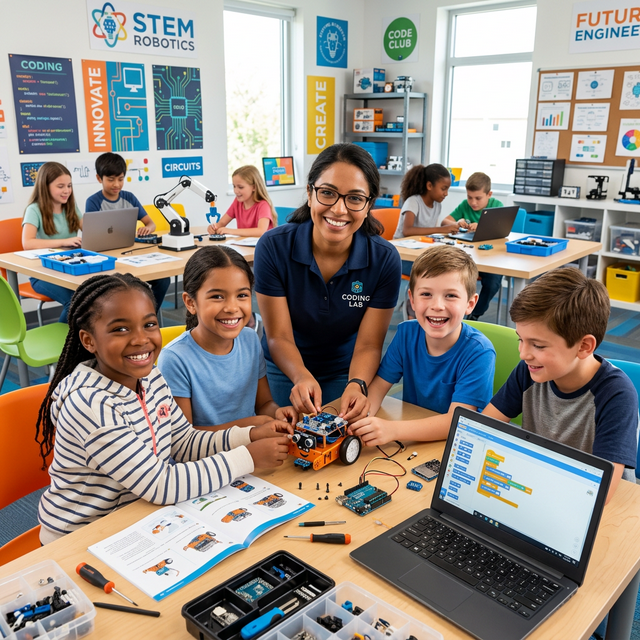 밝고 활기찬 로봇 교육 클래스